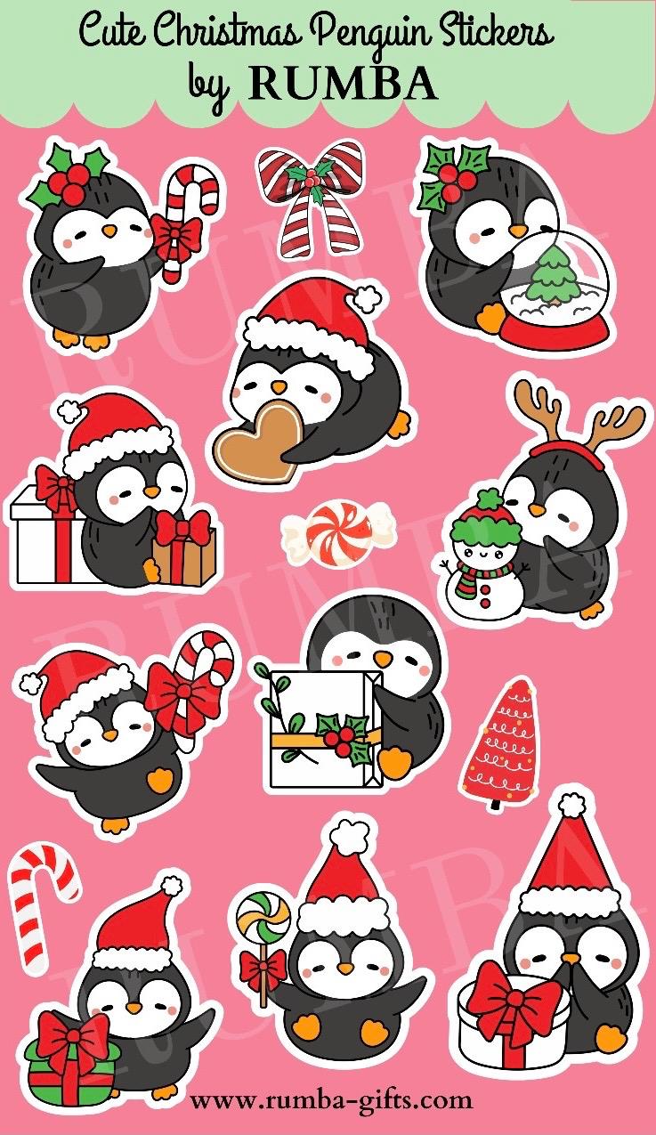 Cute Christmas Penguin Stickers
